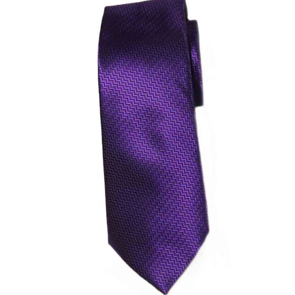 Gascoigne Purple Silk Tie Zig Zag Pattern Men's Necktie - Picture 1 of 1